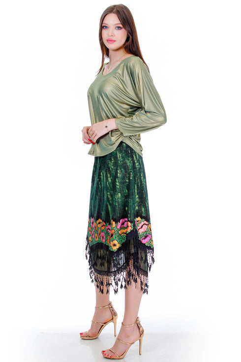 Fusta jerse pictat  Liza Panait Liza Panait Online Boutique